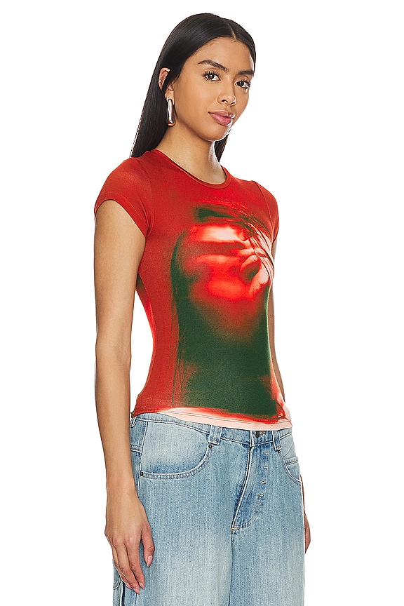 view 2 of 4 Baby Tee in Red Motion Face Print