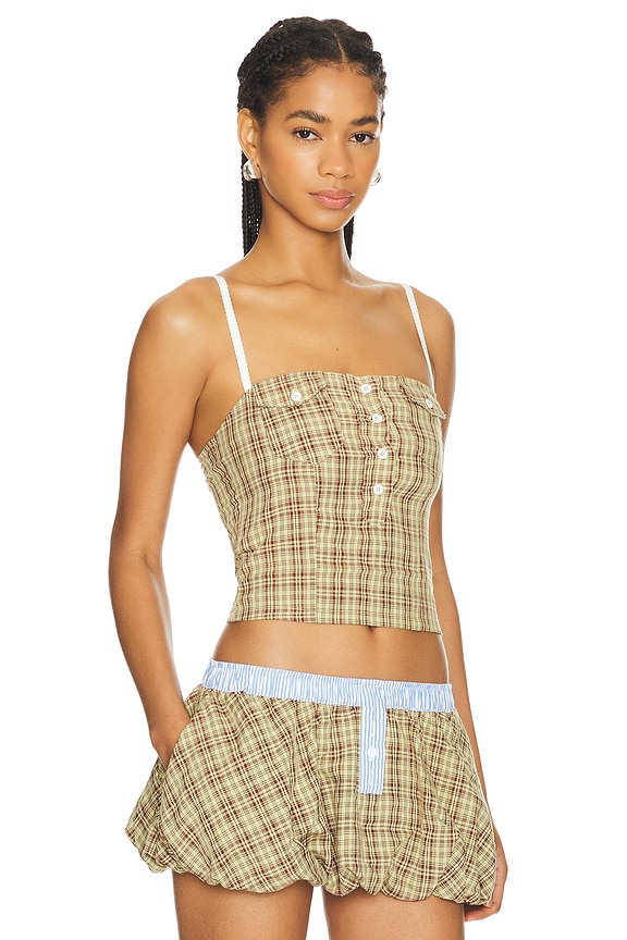 view 2 of 4 Checked Shirt Corset in Yellow Check