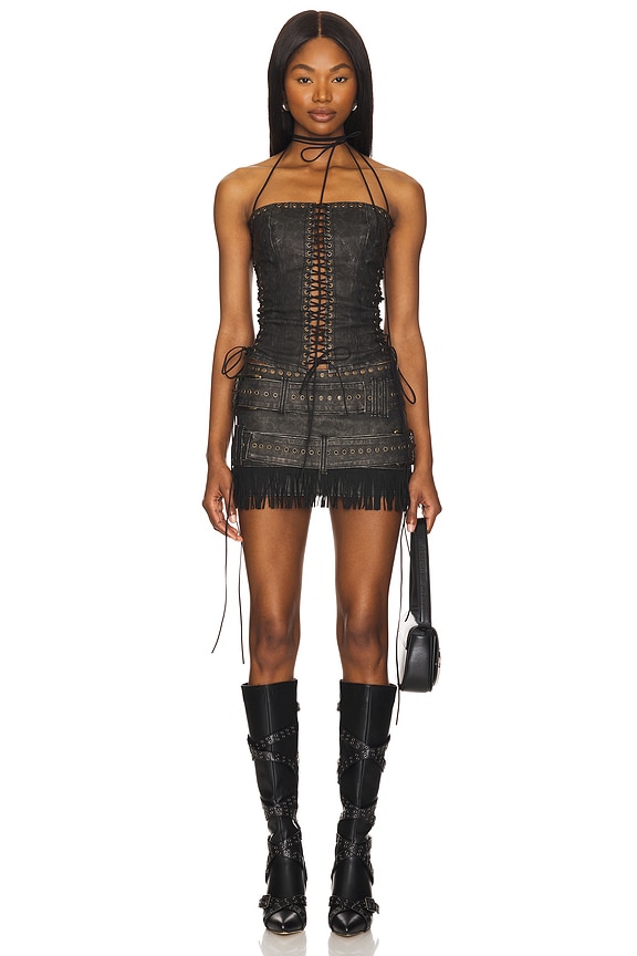 Longline Lace Up Halter Corset