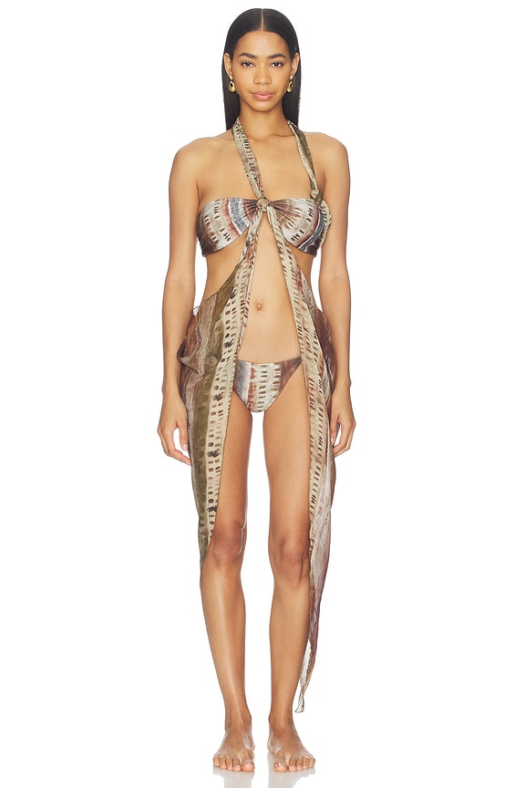 view 1 of 4 Bikini Top With Scarf Overlay in Multi