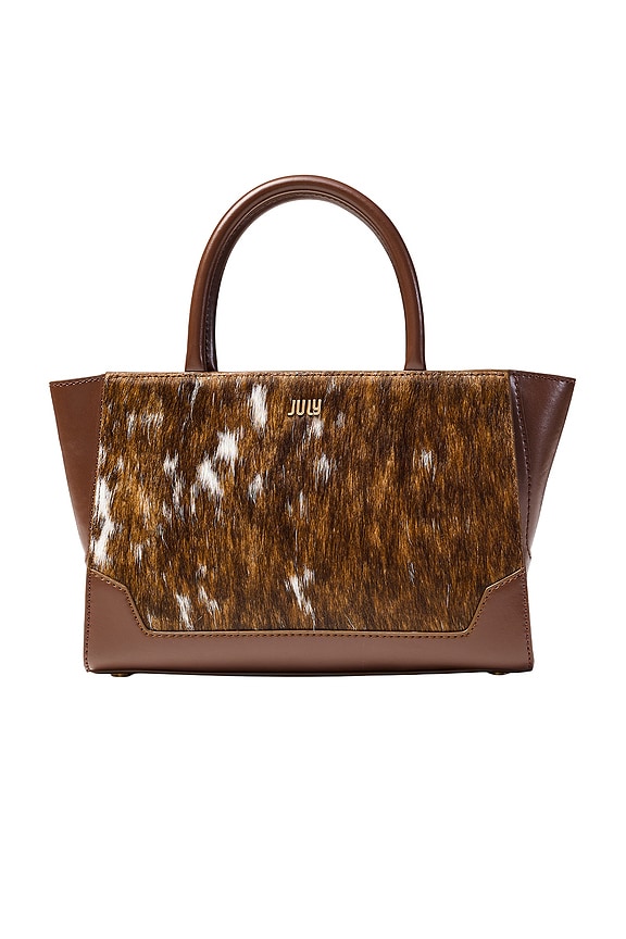 view 1 of 6 Juliette Winged Cow Print Crossbody in Brown