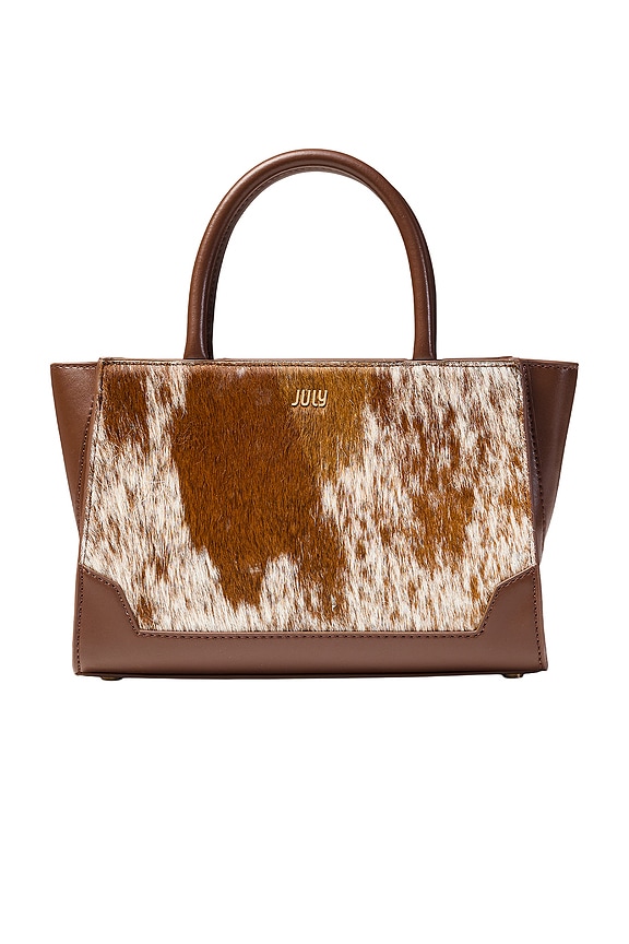 view 2 of 6 Juliette Winged Cow Print Crossbody in Brown