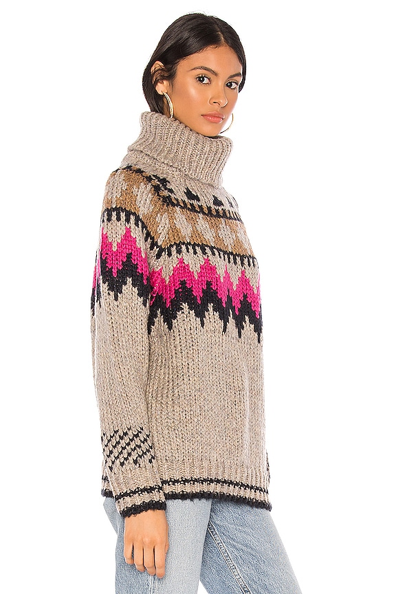 view 2 of 4 Fair Isle Turtleneck Sweater in Hint Of Pink