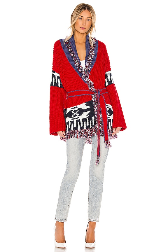 view 2 of 4 Cheyenne Wrap Cardigan in Red Combo