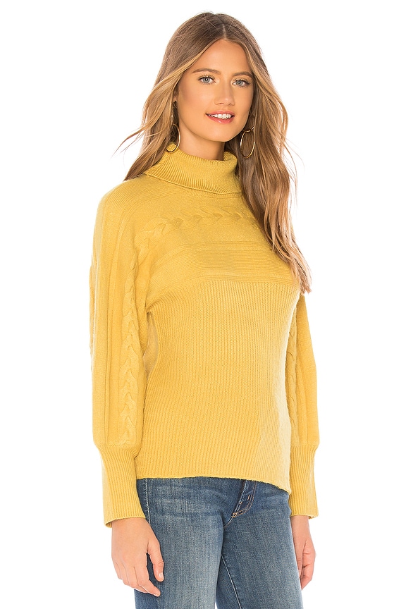 view 2 of 4 Turtleneck Cable Knit Pullover Sweater In Mustard in Mustard