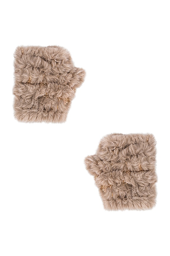 view 2 of 2 Faux Fur Mandy Mittens in Palomino