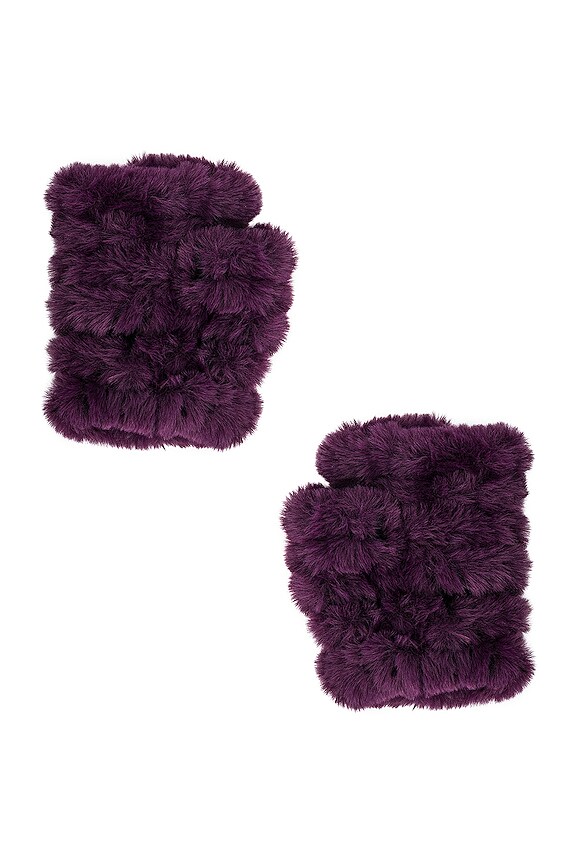 view 2 of 2 Faux Fur Mandy Mittens in Plum