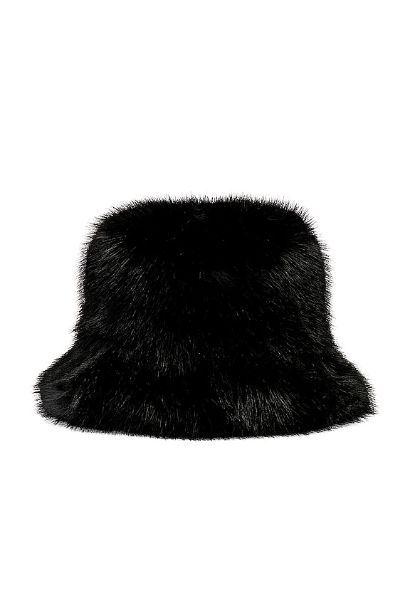view 2 of 3 Oversized Faux Fur Bucket Hat in Black