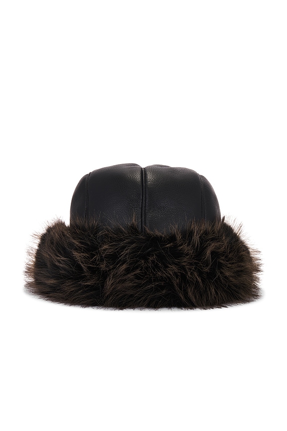 view 2 of 3 FAUX SHEARLING ローラーハット in Black & Brown