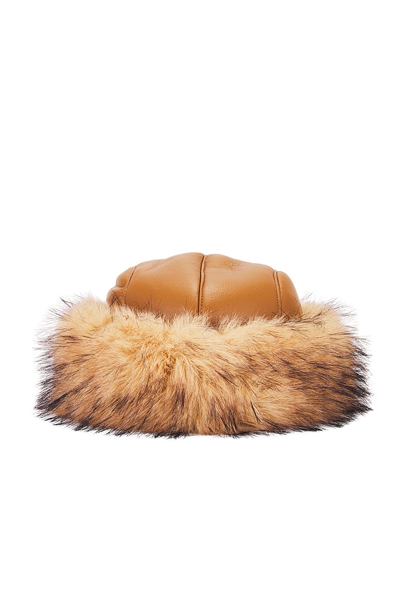 view 2 of 3 Faux Shearling Roller Hat in Chestnut & Tan