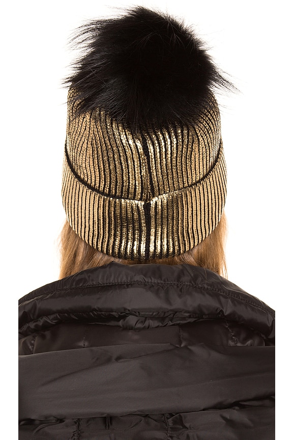 view 2 of 3 FOX FUR POM 비니 in Gold Metallic