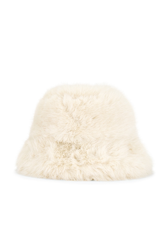 view 2 of 3 Oversized Faux Fur Bucket Hat in Beige