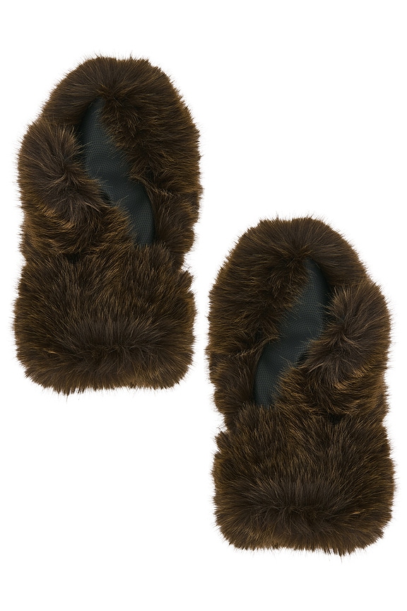 view 2 of 2 Faux Fox Mittens in Chocolate