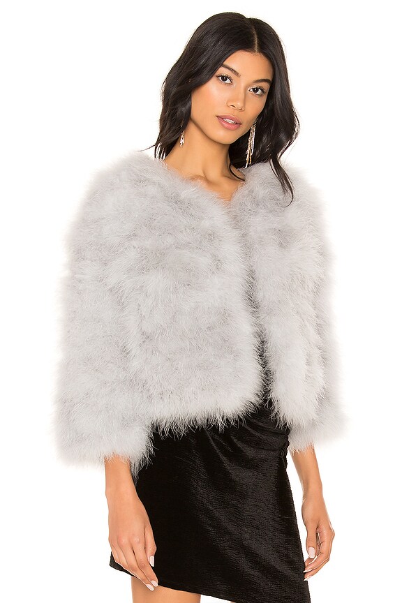 view 2 of 4 Feather Bolero Jacket in Light Grey