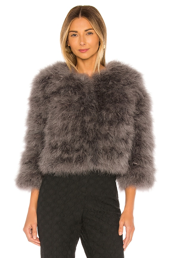 view 2 of 5 Fifi Solid Feather Bolero Jacket in Grey