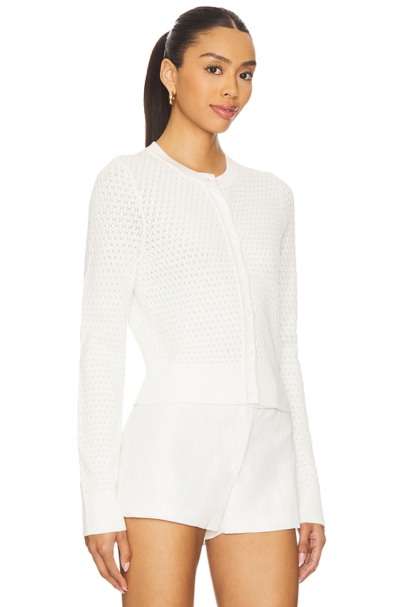 view 2 of 5 Pointelle Dani Cardigan in White