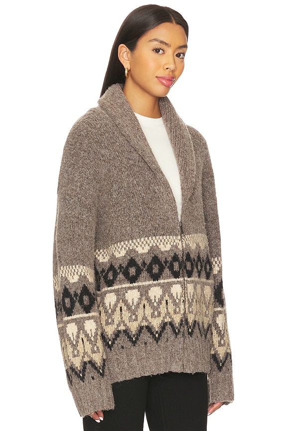 view 2 of 6 CÁRDIGAN INGA FAIRISLE in Charcoal Brown