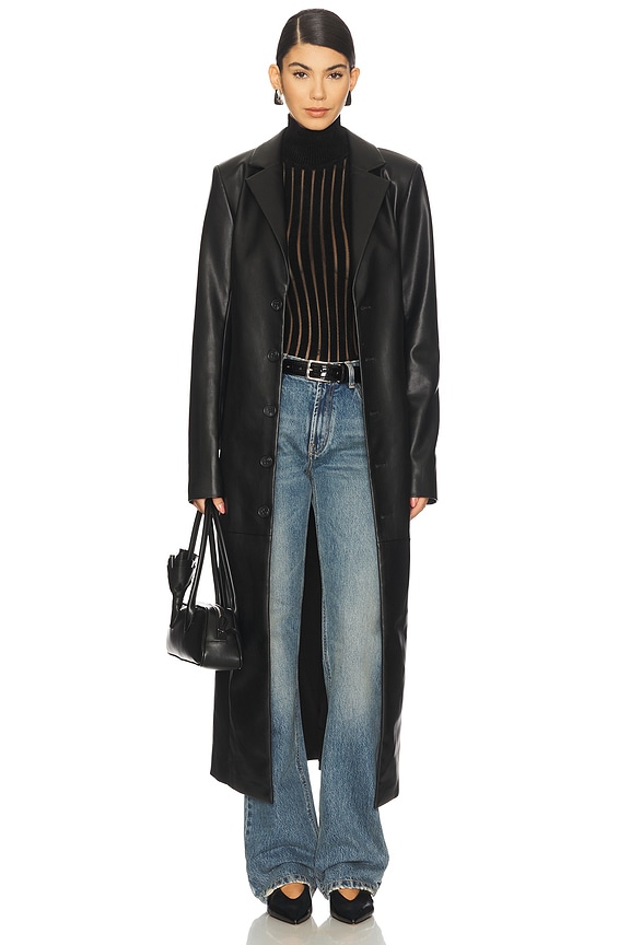 view 2 of 4 The Vegan Leather Long Coat in Black