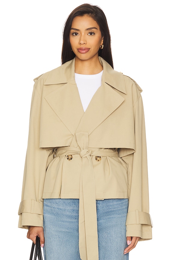 view 1 of 5 Liz Cropped Trench Coat in Camel