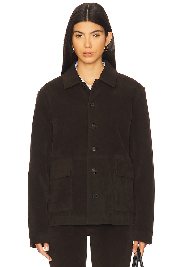 view 2 of 5 Vegan Suede Chore Coat in Dark Chocolate