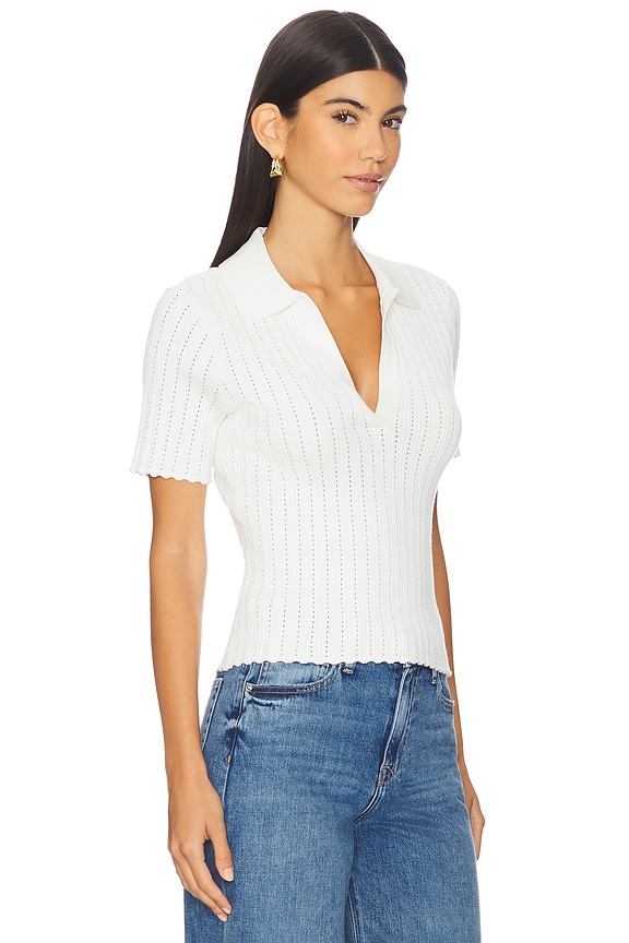 view 2 of 4 The Jess Pointelle Polo Shirt in Milk