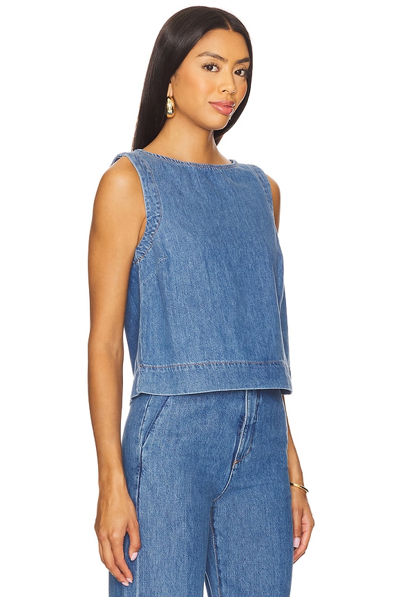 view 2 of 4 Boat Neck Denim Shell Top in Revelation