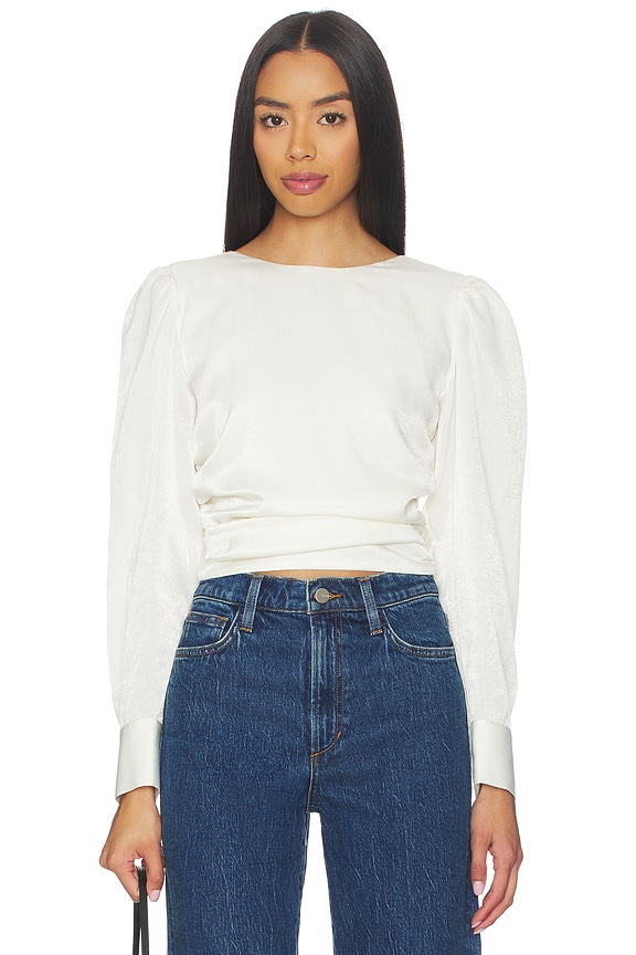 view 2 of 5 The Marie Tie Back Blouse in Ecru