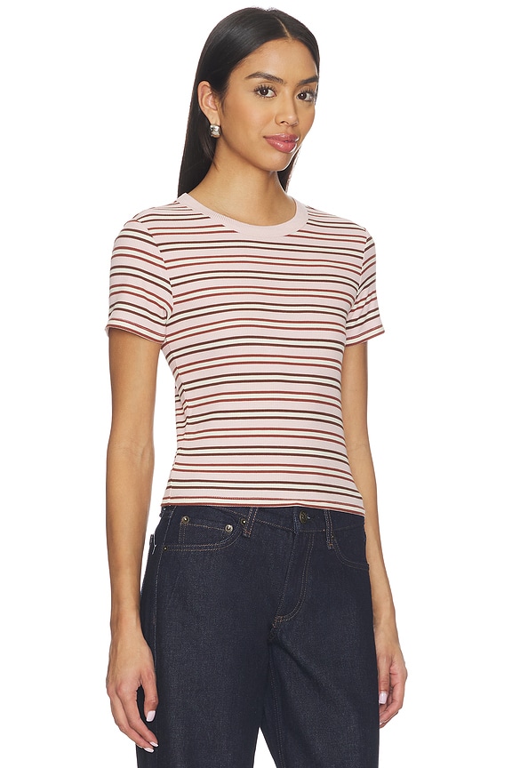 view 2 of 5 T-SHIRT GRAPHIQUE in Blush & Ecru Stripe