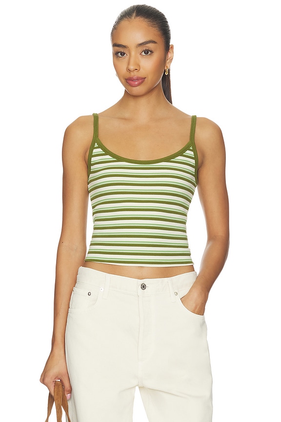 view 1 of 5 The Cami Top in Fern & Pesto Stripe