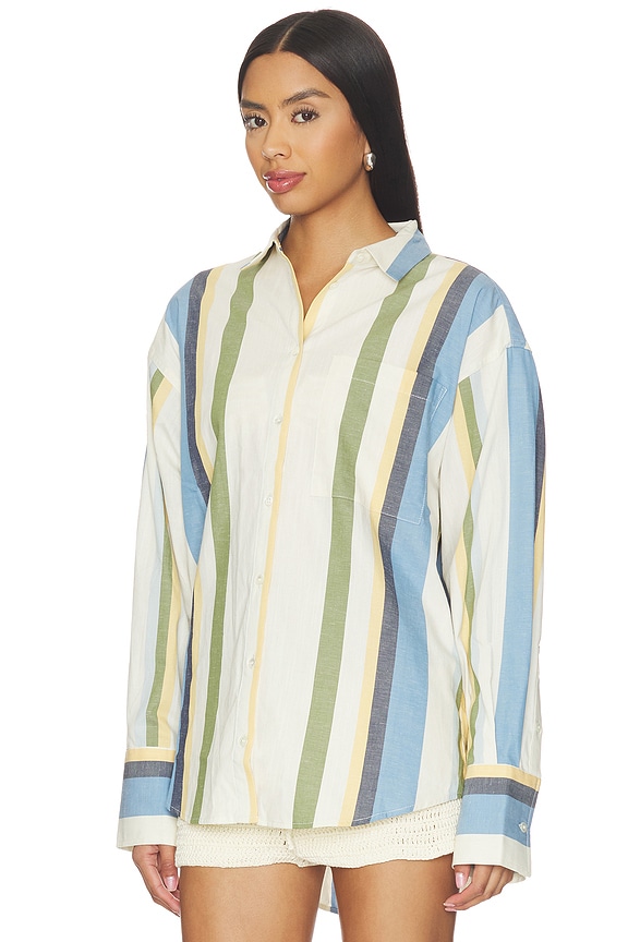 view 2 of 4 The Boyfriend Button Down Shirt in Azure Variegated Stripe
