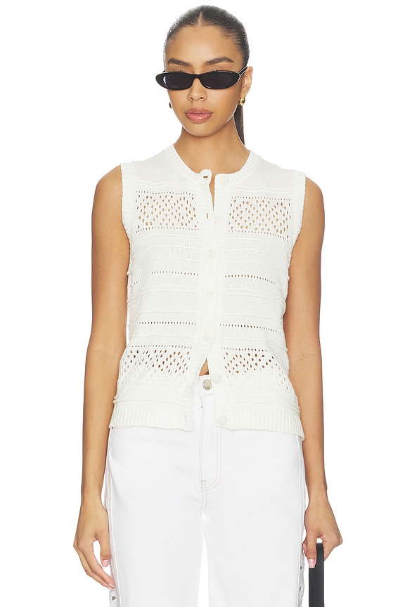 view 1 of 5 The Faye Cardigan Sweater Vest in Ecru