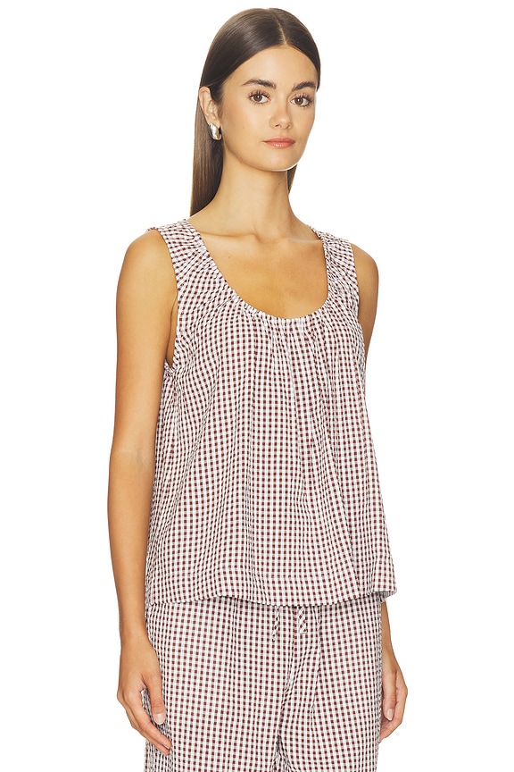 view 2 of 5 The Ana U-Neck Blouse in Macchiato Gingham