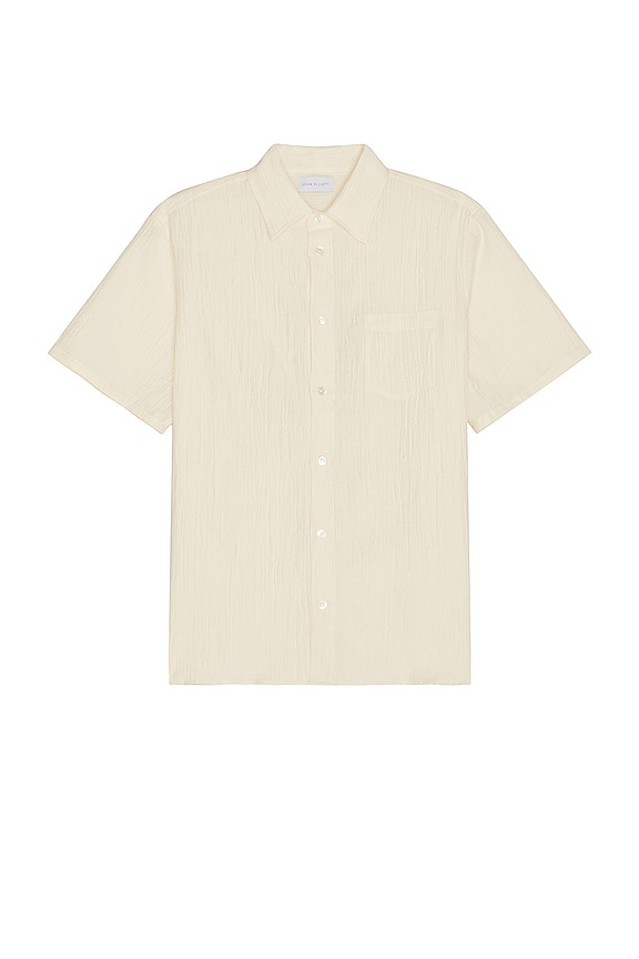 JOHN ELLIOTT Short Sleeve Cloak Button Up Shirt in Salt | REVOLVE