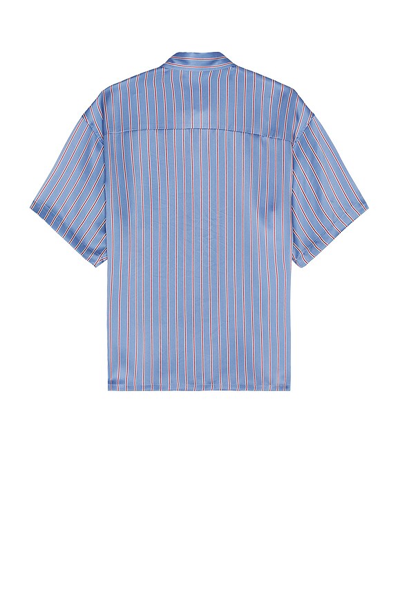 view 2 of 4 Brushed Silk Button Up Multi in Blue & Burgundy