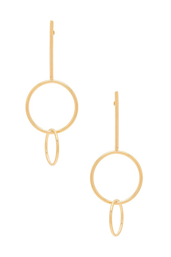 view 2 of 3 Double Drop Hoop Earrings in Gold