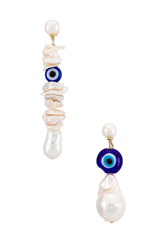 view 1 of 3 Baroque Pearl Mismatched Earrings in White