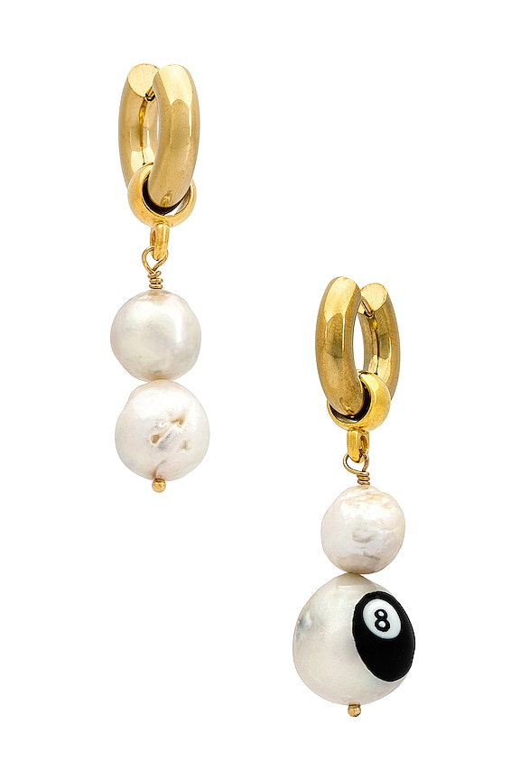 view 1 of 2 Lucky 8 Mismatched Earrings in Gold