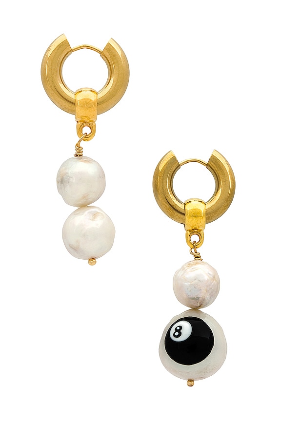 view 2 of 2 Lucky 8 Mismatched Earrings in Gold