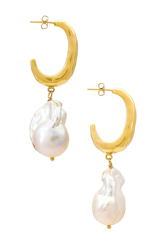 view 2 of 3 Baroque Hammered Hoops in Gold