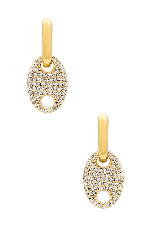 view 2 of 3 Keeping Tabs Pave Earrings in Gold