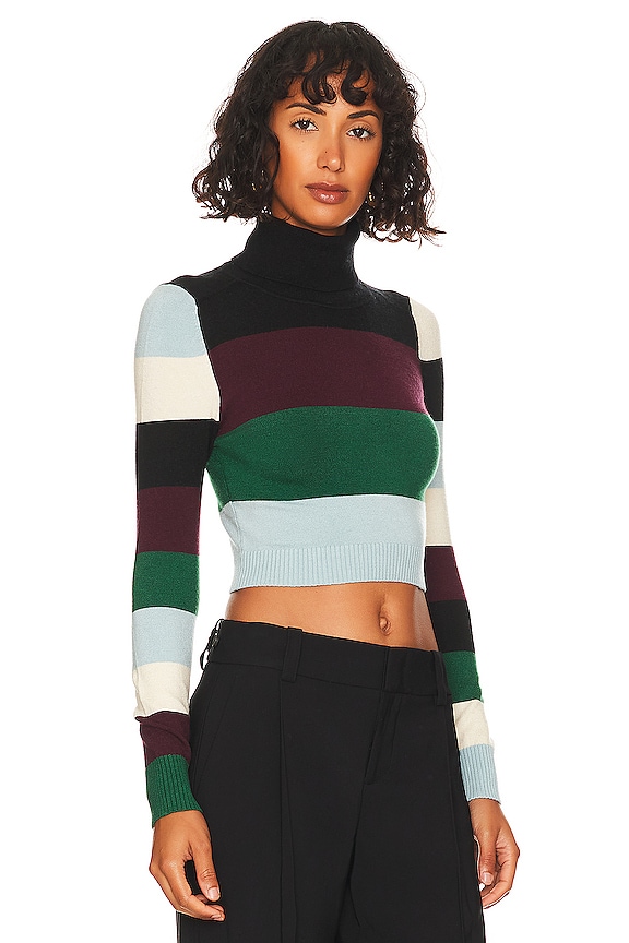 view 2 of 4 Long Sleeve Crop Turtleneck in Black Color Block