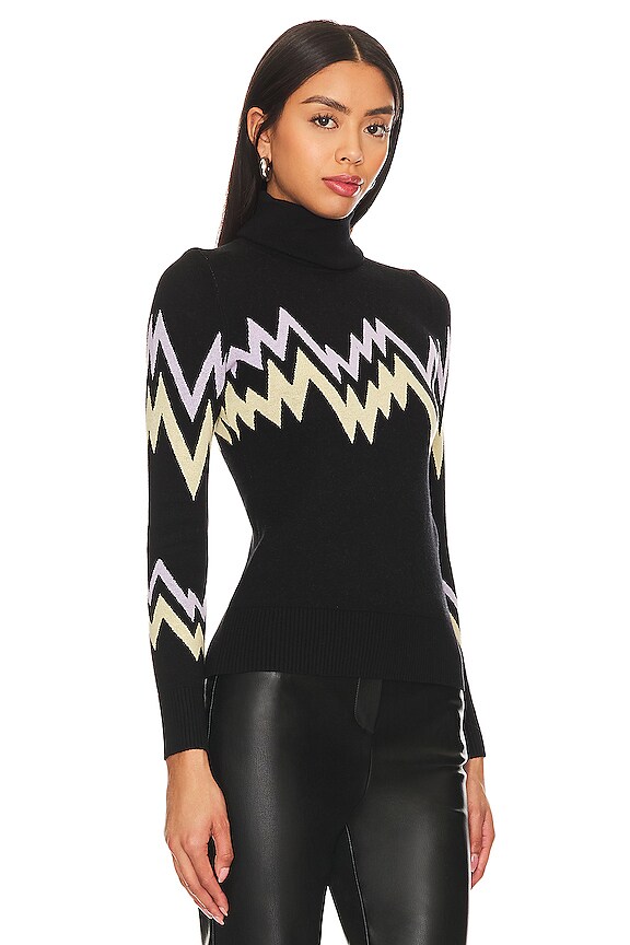 view 2 of 4 COL ROULÉ MOUNTAINSCAPE JACQUARD in Black