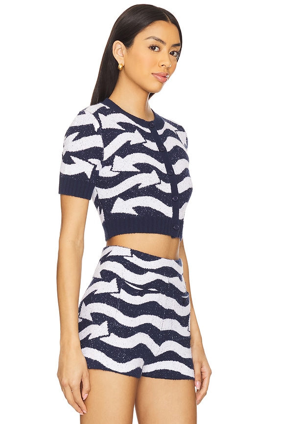 view 2 of 4 x REVOLVE X Revolve Short Sleeve Crop Cardigan in Navy & White