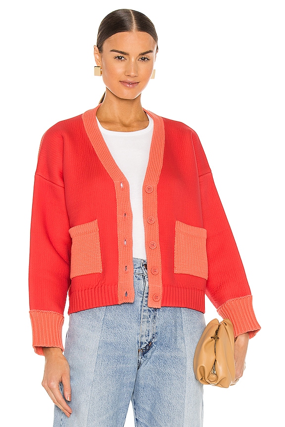 view 1 of 4 Crop Cardigan in Coral
