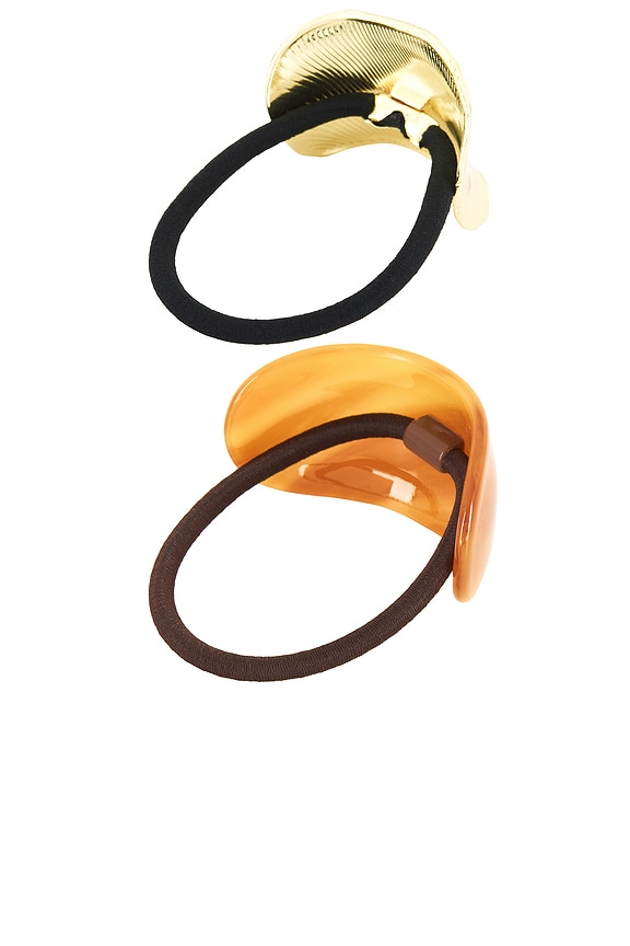 view 2 of 2 Tortoise And XL Wave Hair Cuff Set in Resin & 14k Gold Plated Brass