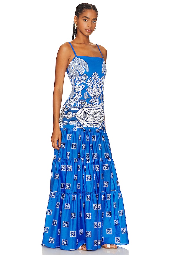 view 2 of 3 MAXIVESTIDO AMANCAY in Andean Cobalt & Ecru