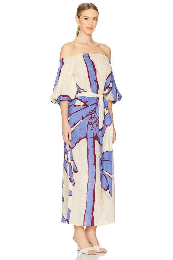 view 2 of 3 Harbor Hues Maxi Dress in Swim Salty Palms Ecru & Blue & Red
