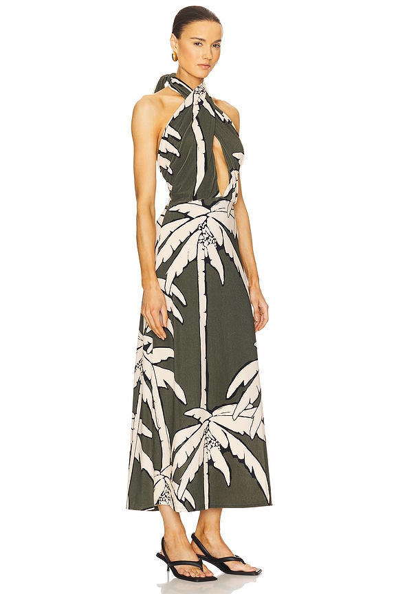 view 2 of 3 Oceanic Mantra Ankle Dress in Salty Palms Green & Ecru