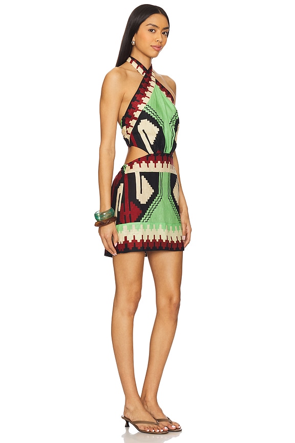 view 2 of 3 Tide Strength Mini Dress in Swim Ayahuasca Green, Black Paprika, & Ecru