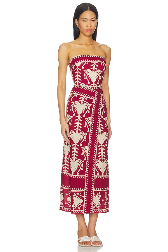 view 2 of 3 Ancient Peru Ankle Dress in Dark Cherry & Ecru